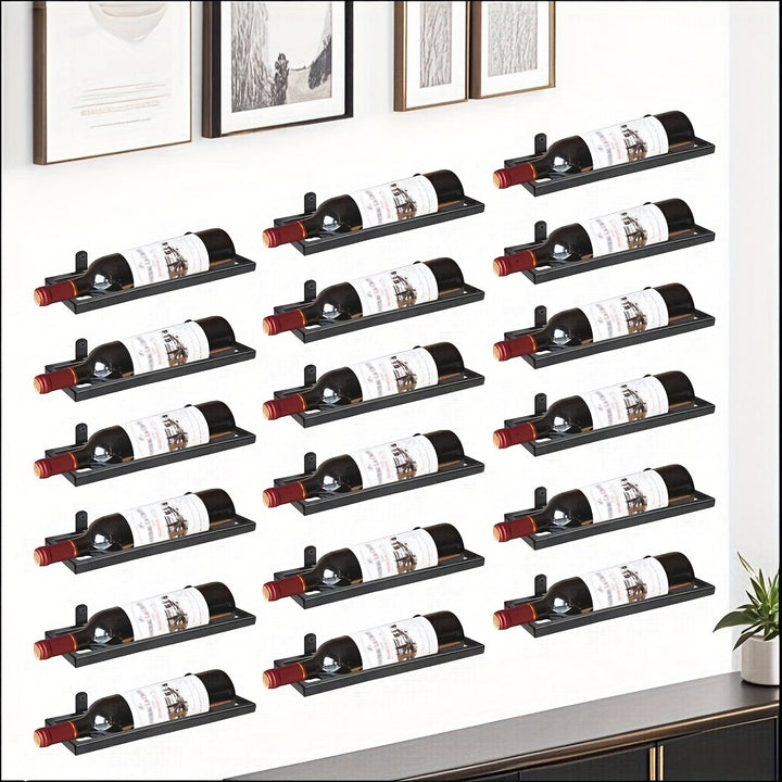 Soporte de Vino Montado en Pared - Diseño Minimalista Moderno para 6 Botellas, Hierro Elegante y Ahorrador de Espacio para Cocina, Comedor o Bar - Organizador de Botellas con Almacenamiento Seguro, Construcción Robusta y Funcional