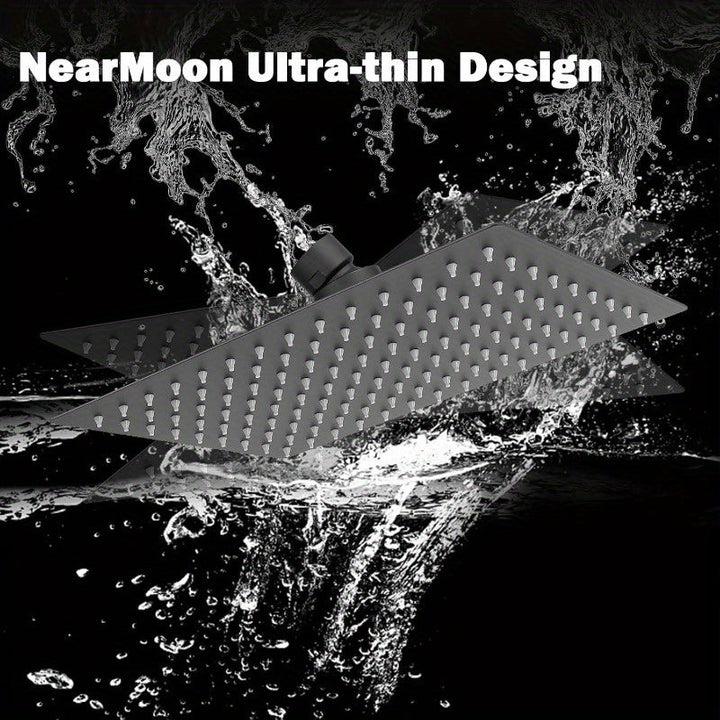 Cabezal de ducha cuadrado de acero inoxidable de lujo, montaje en pared, acabado pulido, alta presión de agua, pulverización potente, ahorro de agua, no necesita electricidad, mejora estética del baño