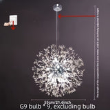 Lámpara de techo de diseño moderno de diente de león, montaje semienterrado con hardware de instalación, compatible con bombilla G9, pantalla de acrílico, marco de metal, para sala de estar, dormitorio, comedor, oficina, balcón - No incluye bombilla, ilu