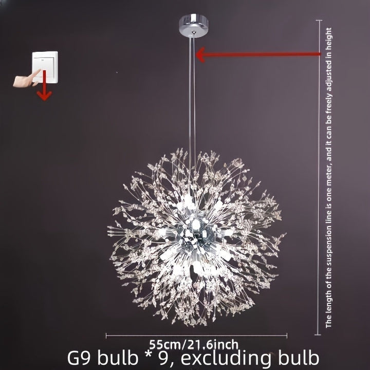 Lámpara de techo de diseño moderno de diente de león, montaje semienterrado con hardware de instalación, compatible con bombilla G9, pantalla de acrílico, marco de metal, para sala de estar, dormitorio, comedor, oficina, balcón - No incluye bombilla, ilu