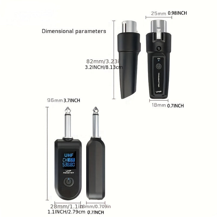 Transmisor de Micrófono sin varillas UHF Profesional - Conector XLR Resistente, Carga USB-C y Batería de Polímero de Litio, Pantalla de Frecuencia para Transmisión en Vivo, Estudio, Conciertos, Eventos - Compatible con Equipamiento de Audio Profesional,
