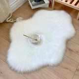 1pc Alfombra de Pelo Largo de Imitación de Piel, Alfombra Decorativa para Sala de Estar Interior, Alfombra de Felpa Larga Blanca Pura Esponjosa para Dormitorio, Alfombra de Suelo para Cama, Lavable a Máquina, Diseño de Nubes Grandes
