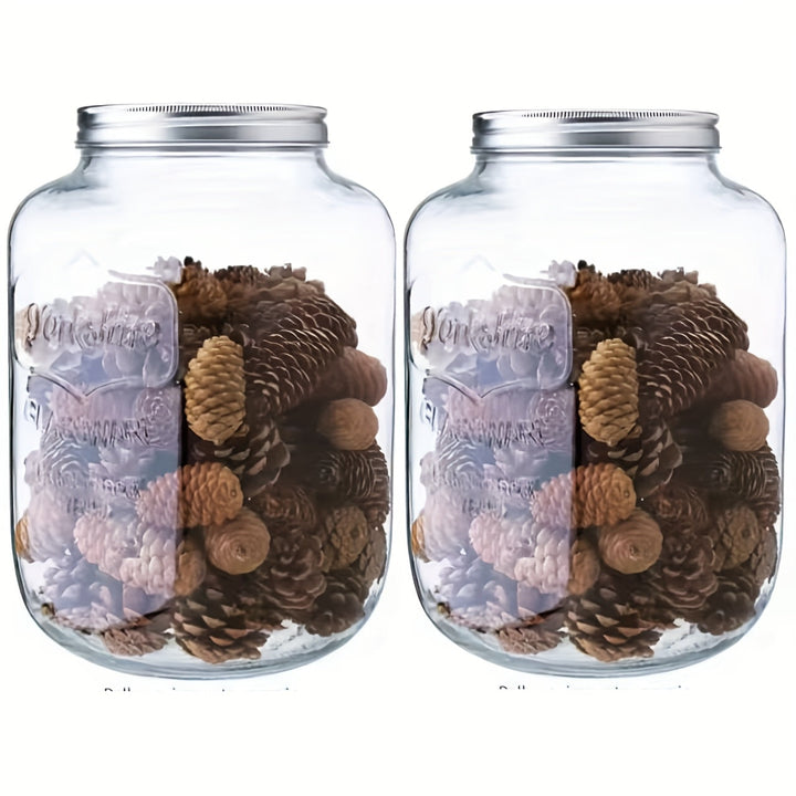 Tarro de Vidrio Transparente de Boca Ancha para Almacenar Comida con Tapa de Acero Inoxidable, Varios Tamaños 3.79/5.68/7.57 L