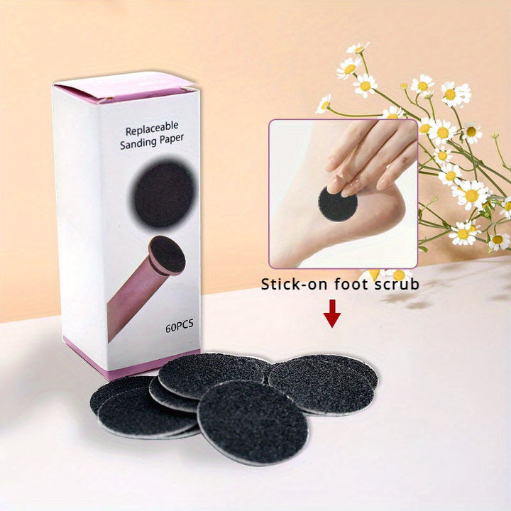 60 piezas de almohadillas exfoliantes desechables para pies y manos, removedor de piel muerta, color beige claro, sin necesidad de baterías, diseño compacto y duradero, para pedicura y manicura, uso higiénico individual