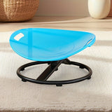 1 silla giratoria de sensaciones para jóvenes - Asiento redondo azul y gris con base metálica antideslizante, mejora la coordinación física, ideal para niños, no requiere electricidad, construcción metálica y plástica.