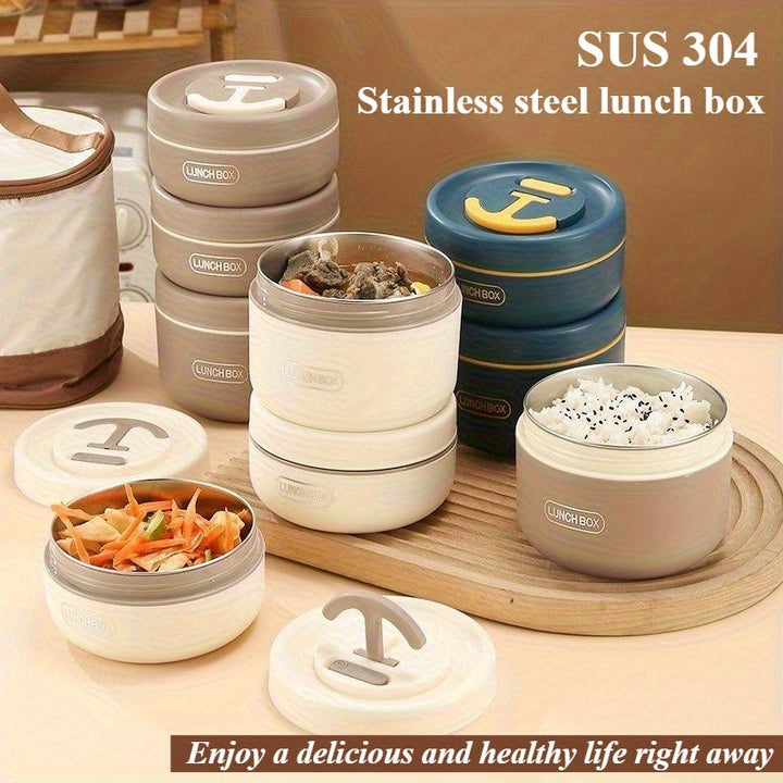 2/3 piezas de caja de almuerzo aislada japonesa de acero inoxidable 304 - Caja térmica para oficina y microondas - Tazón portátil multicapa para estudiantes - Cuenco con tapa para camping al aire libre
