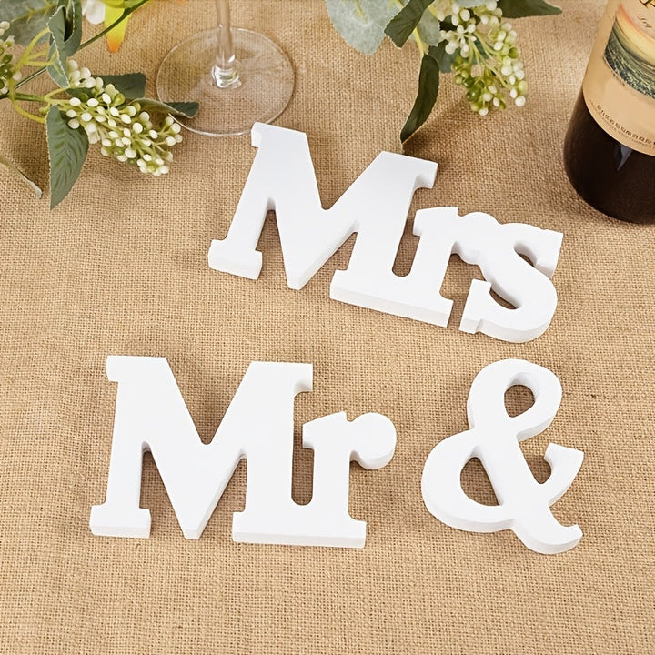 [Letreros de Madera Versátiles Mr & Mrs] Conjunto de 3 pzas de Letreros de Madera Versátiles Mr & Mrs - Madera Manufacturada, No Necesita Electricidad - Decoración de Boda, Despedida de Soltera, Día de San Valentín y Props para Fotos