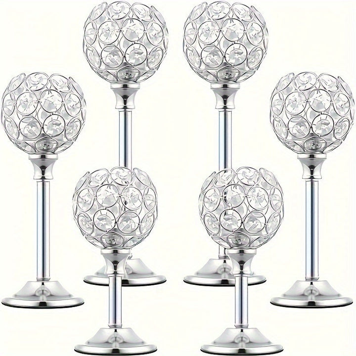 Juego de 6 piezas, 3 tamaños, portavelas de cristal, soporte para velas de metal, ideal para decoración de bodas, adornos de mesa, decoración de chimenea y ambiente en la sala de estar, decoración de pared, perfecto para Navidad, regalo ideal