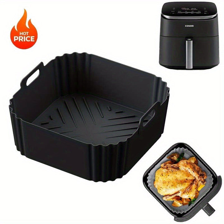1/2 piezas de Revestimiento de Silicona para Freidora de Aire de 22.35 cm, Adecuado para Freidoras de 5.5 a 7 QT, Olla de Silicona Resistente al Calor y Fácil de Limpiar, Accesorios para Freidora de Aire