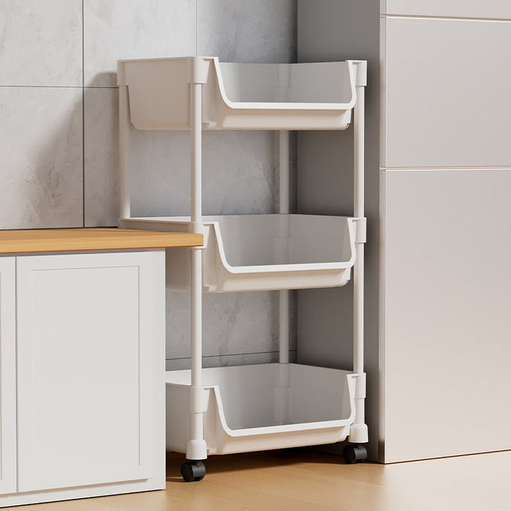 1pc Estante de almacenamiento con ruedas para cocina, 2/3/4/5 niveles, estante rodante de plástico, ideal para cocina, sala, dormitorio y residencia | optimización de espacio | diseño limpio