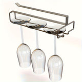 Soporte Elegante para Copas de Vino de Acero Inoxidable - Diseño Ahorra-Espacio Debajo del Estante, Agarre Seguro para Varios Cristales, Perfecto para Bar en Casa o Armario de Cocina, Estante para Vino