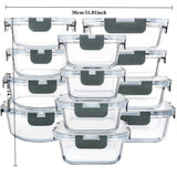 Paquete de 24, 12 Contenedores para Almacenamiento de Alimentos Sellados y Congelables con 12 Tapas, Recipiente de Cocina, Caja de Vidrio para el Mediodía, Contenedor de Vidrio Cubierto