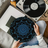 1pc RSHUBINO Alfombrilla Bohemia Mandala para Tocadiscos - 12 Pulgadas, 3mm de Grosor Antideslizante y Anti-Estática, Diseño Floral Azul Vibrante sobre , Mejora la Calidad del Sonido, Regalo Perfecto para Amantes de la Música y Aficionados a los DJ, Acce