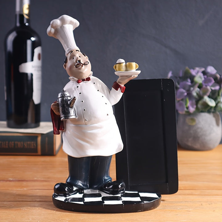 Chef Innovadora de Resina Figura, Figura de Chef Innovadora de Resina con Tablero de Mensajes - Perfecta para el Hogar, Oficina y Exhibición en Estantería - Regalo Ideal para el Día de la Madre, Día del Padre, Navidad