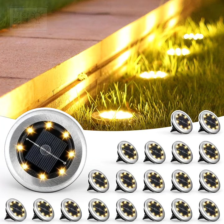 Juego de 4 luces solares para exteriores enterrables, farolas LED subterráneas, luces solares impermeables para jardín y patio, decoración con cristales, portátiles e impermeables, ideales para jardines, patios y pavimentos, decoración festiva