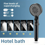 Chorro de ducha presurizado, grifo para baño, calentador de agua doméstico, cabezal de ducha portátil, cinco velocidades, alta presión, lujo en el baño, accesorios de aseo ()