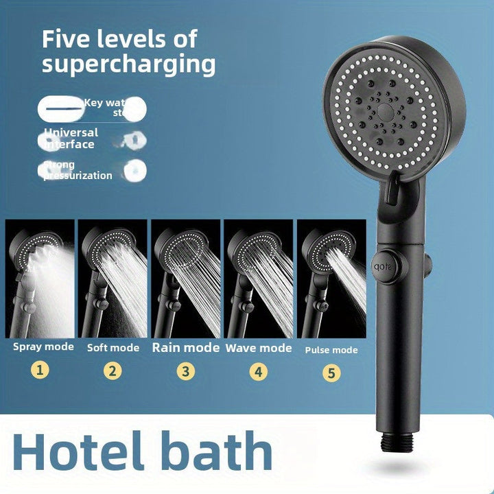 Chorro de ducha presurizado, grifo para baño, calentador de agua doméstico, cabezal de ducha portátil, cinco velocidades, alta presión, lujo en el baño, accesorios de aseo ()