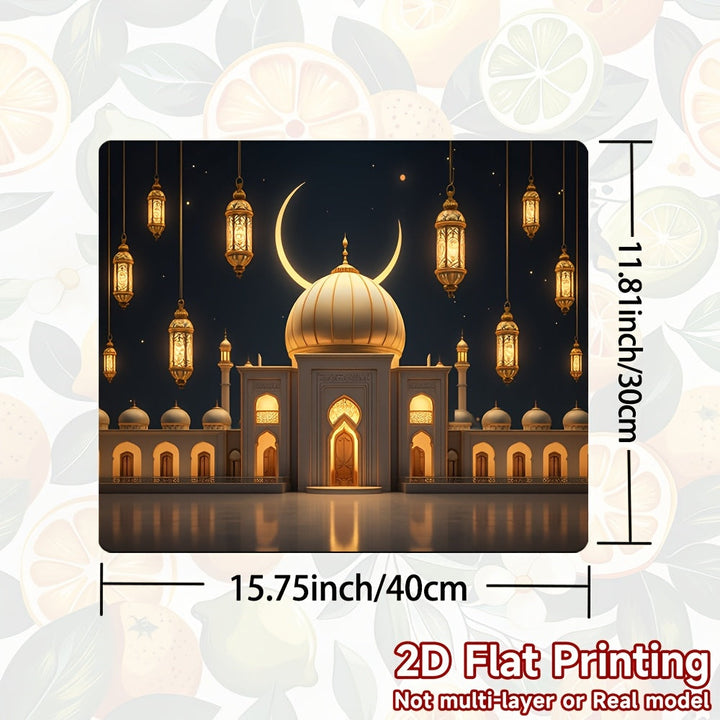 1pc Alfombrilla de Cocina con Diseño de Mezquita Islámica - Cúpula Dorada y Luna Creciente, Protector Térmico para Estufas/Gas/Hornos, Decoración Fácil de Limpiar para Encimeras, Máquinas de Café o Mesas - Poliéster Duradero, Antideslizante, Protección p