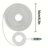 Lámpara de neón RGB de 5 metros/196,85 pulgadas, cinta LED de neón flexible de silicona, con control remoto y control de aplicación, puede cambiar de color de manera sincronizada con la música y puede ajustar la luminosidad regularmente, lo que es muy co