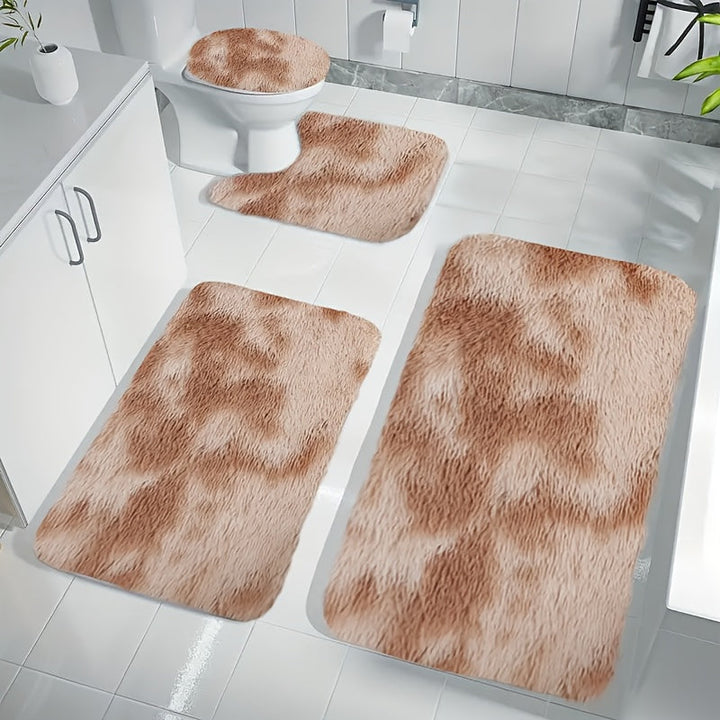 Juego de 4 alfombras de lujo con diseño tie-dye, suaves para interiores, elegante forma rectangular y en U, ideales para baños, entradas de baño y puertas de habitaciones