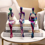 Juego de 3 Figuras de Pensadores Abstractos - Esculturas de Resina para Decoración de Hogar y Oficina, Perfectas para Estantería, Sala de Estar o Entrada