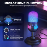 Nueva micrófono profesional USB con iluminación RGB, reducción de ruido - Ideal para transmisiones en vivo, juegos, podcasts y conferencias de video - Incluye soporte