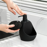2 en 1, dispensador de jabón de cocina moderno negro y blanco con soporte para esponja - Diseño de onda elegante, jabón líquido reutilizable o, decoración de baño o cocina que ahorra espacio, dispensador de jabón de cocina