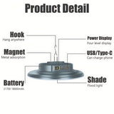 1pc Lámpara LED Portátil Multifuncional con Base Magnética y Gancho Rápido, 8-20H de Duración, 4 Modos de Iluminación, Recargable USB Tipo-C, Luz Cálida Ajustable para Exteriores, Camping, Mochilero, Construcción Robusta, Ideal para Entusiastas del Aire