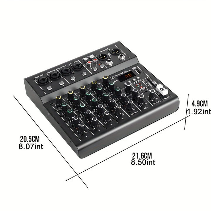 Consola Mezcladora de Audio Metálica Profesional TAVOOSOP de 6 Canales con Interfaz USB, Mezclador de Sonido Portátil para Transmisión en Vivo, Podcasting, DJ y Karaoke - , Sonido de Alta Fidelidad, Grabación Multicanal, Podcasting Escénico y Mezcla Musi