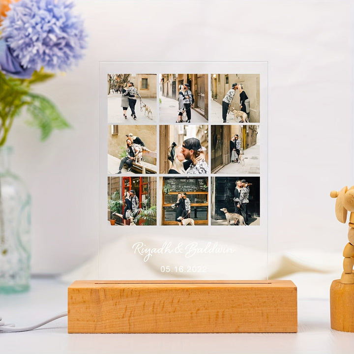 Lámpara de escritorio de ornamentación de foto personalizada, lámpara de atmósfera de mesita de noche para dormitorio, foto de pareja y amigos para regalo de cumpleaños y vacaciones