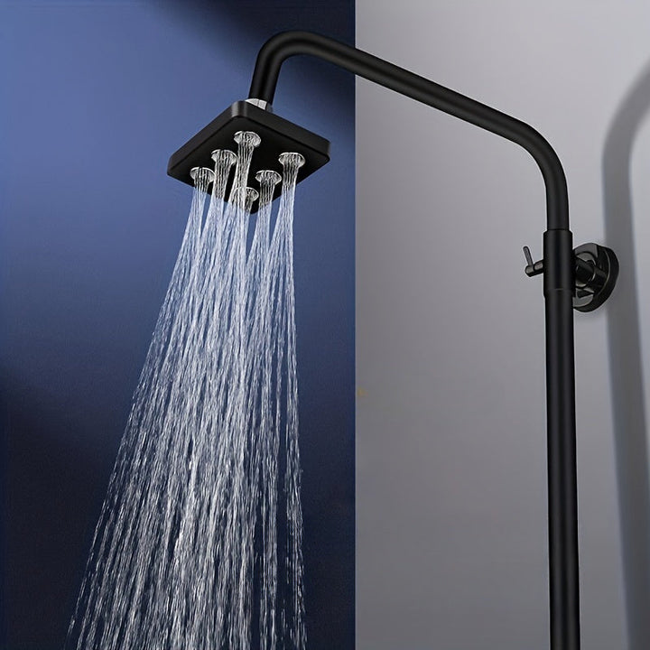 Cabeza de ducha de lluvia de alta presión de lujo - Montaje en pared, no necesita energía, gran flujo, crea una experiencia acogedora en el baño, acabado negro pulido con efecto arcoíris, accesorios de ducha para baños modernos.