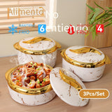 Juego de 3 Piezas de Loncheras Aisladas de Acero Inoxidable Navideñas - Estilo Británico y Americano, Recipientes para Alimentos con Capacidad de 1.6QT, 2.1QT, 2.6QT - Regalo Perfecto para Fiestas, Bento Box, Ideal para la Escuela