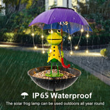 Comedero para pájaros con forma de rana solar y luz LED, decoración para jardines, caminos y patios. Apto para uso exterior
