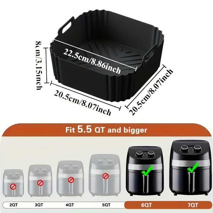 1/2 piezas de Revestimiento de Silicona para Freidora de Aire de 22.35 cm, Adecuado para Freidoras de 5.5 a 7 QT, Olla de Silicona Resistente al Calor y Fácil de Limpiar, Accesorios para Freidora de Aire