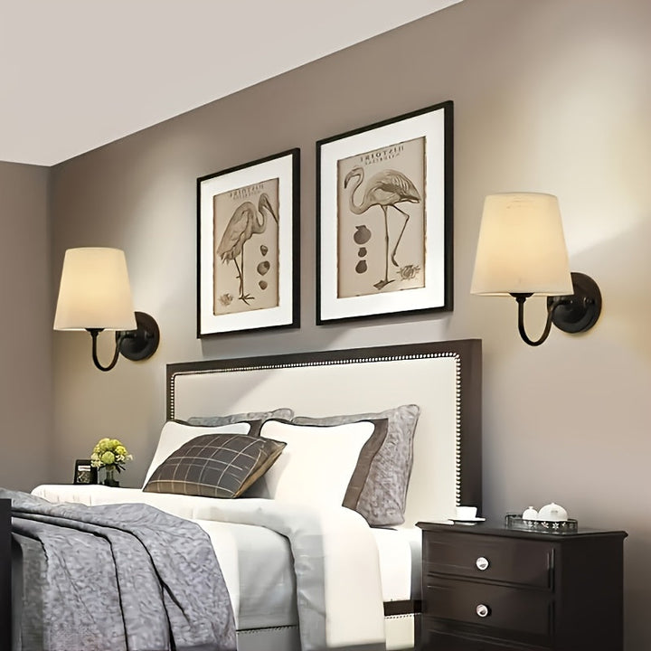 2 piezas de perillas de pared tradicionales de metal con sombreros de luz, perilla semi-englobada desmontable para dormitorio, sala de estar, cocina, pasillo - Conectado a la red eléctrica, instalación fácil, compatible con bombillas E26/E27 (bombillas n