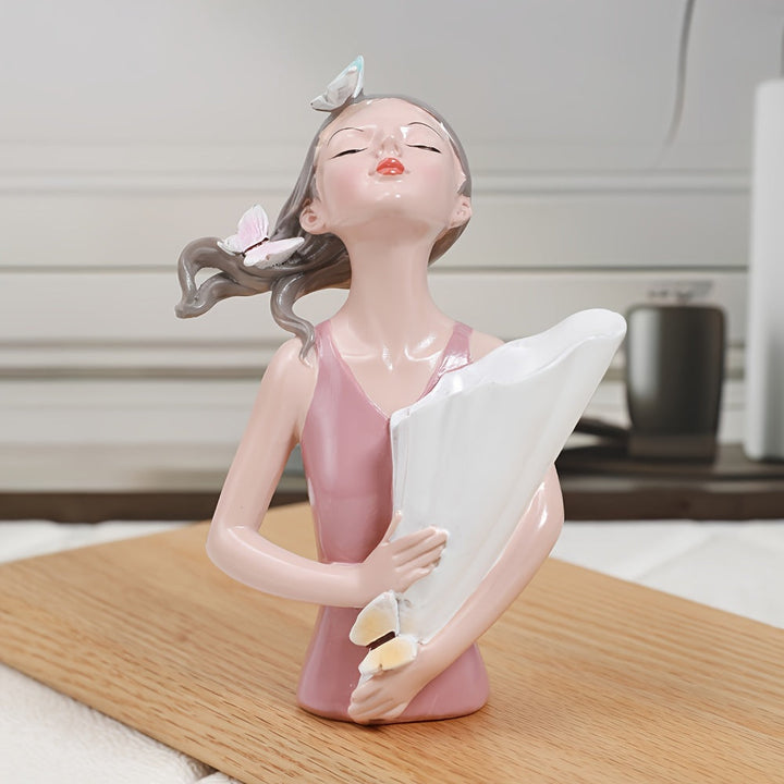 Decoración de Vaso de Chica Mariposa, Estatua de Resina de Estilo Clásico, Tema de Amor, Tamaño Múltiple, Adecuado para Navidad, Halloween, Año Nuevo, Día de San Valentín, Decoración Universal de Fiestas, No Requiere Energía
