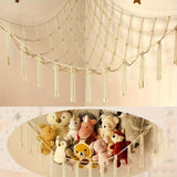 Red Colgante para Almacenamiento de Peluches, Red Colgante Grande para Esquina de Peluches, Red Colgante Linda para Almacenamiento de Peluches, Decoración de Pared para Dormitorio, Equipada con Tres Ganchos