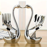 1 pieza de elegante soporte para cubiertos en forma de cisne - plato decorativo moderno de metal con diseño de corazón, aluminio, ideal para fiestas, bodas y uso en el hogar, portacubiertos, plato decorativo, plato de aluminio