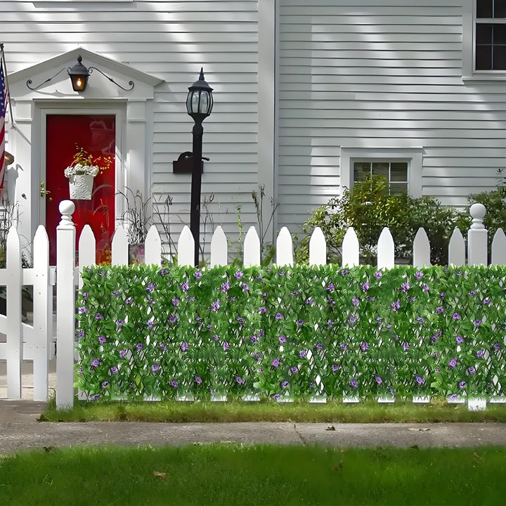 Decoración de pared con hiedra y orquídeas artificiales para cercas de jardín, pantalla ajustable de 19.99 cm a 180.01 cm, ideal para todas las estaciones