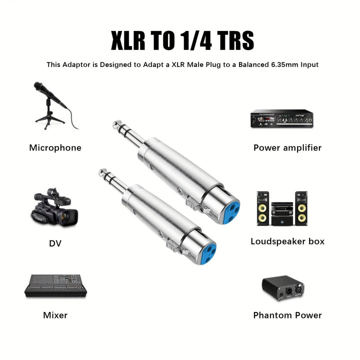 1pc JYFT 1/4 TRS Macho a Adaptador XLR Hembra, Compatible con Cable Ethernet Cat5e, Conector de Audio Estéreo Redondo, No Requiere Batería