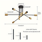 1pc Lámpara Colgante Industrial Moderna en Negro y Dorado - Elegante Aplique de Techo con 4/6 Bombillas, Montaje Semi-Encastrado, Base E26/E27 para Sala de Estar, Comedor, Dormitorio, Cocina, Café - Acabado Metálico Elegante, Sin Bombillas Incluidas, Luc