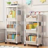 Carrito organizador de plástico con 4 niveles y ruedas, resistente, ahorrador de espacio, con estantes ajustables para sala, dormitorio o residencia estudiantil, ideal para todas las temporadas, organizador moderno, con ruedas suaves, organizador de alma