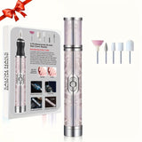 Juego de esmalte de uñas recargable por USB con 18 cabezales de pulido, herramienta de manicura y pedicura eléctrica portátil, incluye lima de uñas y empujador, esencial para el salón de belleza en casa, regalo de cuidado de uñas de 4 velocidades, ideal