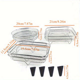 Juego de 6 Accesorios para Freidora de Aire de Acero Inoxidable: Rejilla Apilable, Base Elevadora - Compatible con Horno, Olla a Presión y la Mayoría de Freidoras. Rejilla Multifuncional Duradera y Segura con Diseño de Drenaje, Ideal para Papas Fritas, A