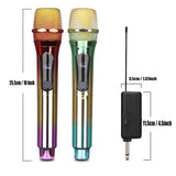 1pc Set de micrófono inalámbrico profesional, sistema de karaoke de doble canal, receptor recargable por USB, conector de 6,35 mm, batería de litio de 1500 mAh, tensión máxima de 36 V, para discursos, bodas, iglesia, sistema de sonido