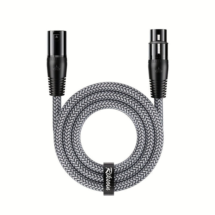 Cable de micrófono XLR de alta resistencia de RIKSOIN con trenzado de nailon, conector masculino a femenino de 4 pines ATX para equipo de audio profesional, compatible con micrófonos/preamplificadores/sistemas de altavoces, incluye cable de red Cat5e, ca