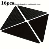 16 piezas de sujetadores reutilizables y lavables para alfombras antideslizantes, almohadillas adhesivas de silicón, incluye 8 adhesivos para alfombras y 8 adhesivos auxiliares, decoración para hogar, oficina y dormitorio