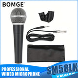 [Micrófono Dinámico Cardioide con Cable] BOMGE Micrófono Dinámico Cardioide con Cable SM58LK de Metal - Micrófono Vocal Legendario de Mano con Cable XLR de 3m 6.35mm - Actuación en Escenario DJ Karaoke BBOX Grabación Vocal Show en Vivo Transmisión en Viv
