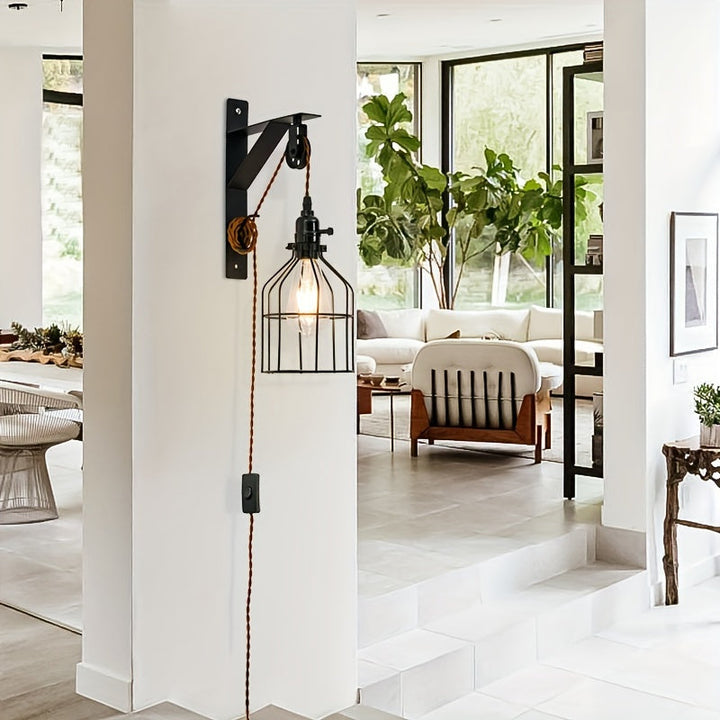 1/2pcs Aplique de Pared de Encanto Industrial - Aplique de Pared con Pantalla de Hierro Retro, Enchufe, con Interruptor Simple, Perfecto para el Ambiente del Hogar (Bombilla No Incluida)