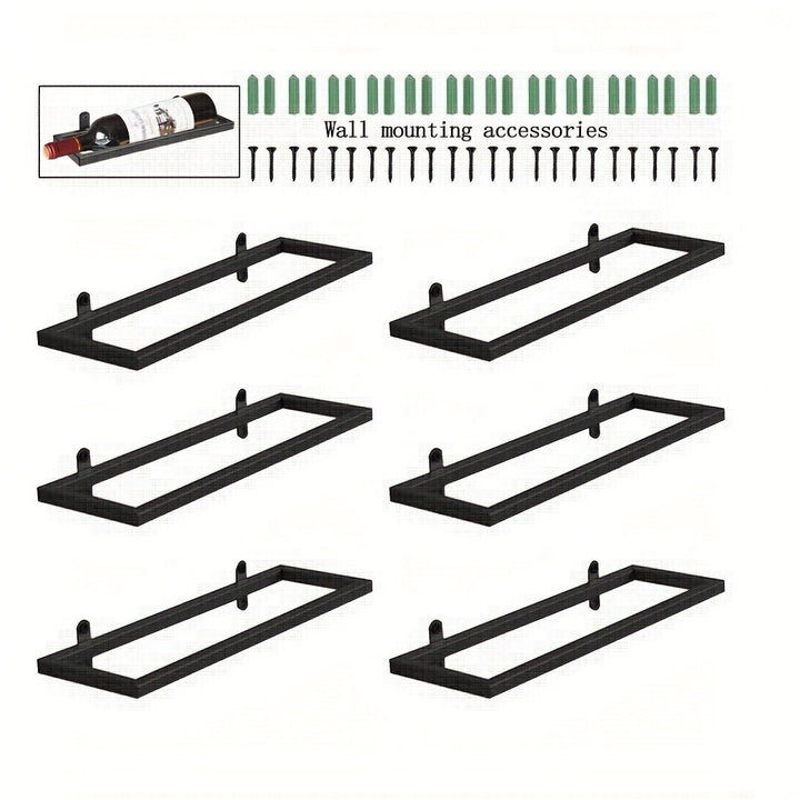 Soporte de Vino Montado en Pared - Diseño Minimalista Moderno para 6 Botellas, Hierro Elegante y Ahorrador de Espacio para Cocina, Comedor o Bar - Organizador de Botellas con Almacenamiento Seguro, Construcción Robusta y Funcional